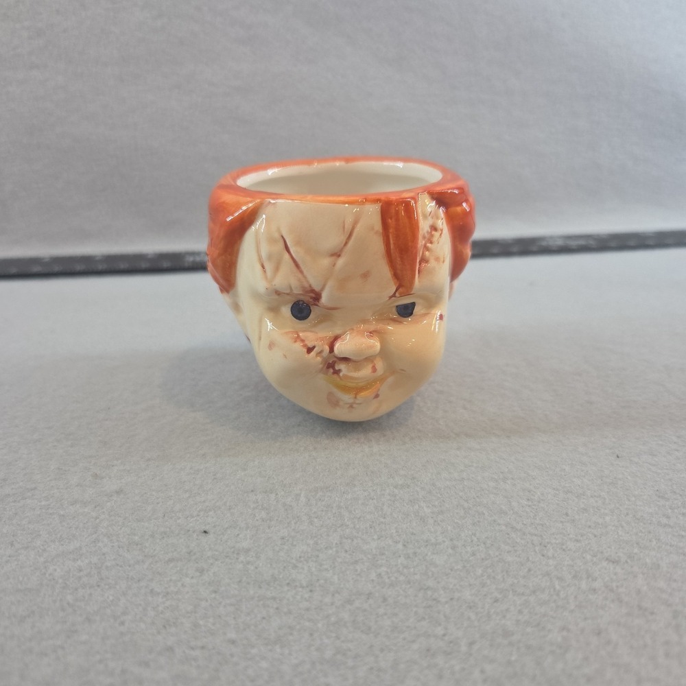 Chucky 3.5 Ounce Ceramic Shot Glass, Spooky, Halloween, Scary, Ceramic